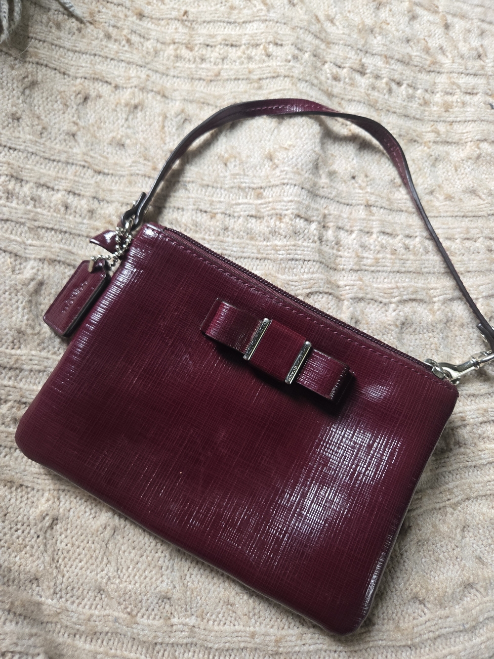 Coach Women's Bow Accent Wristlet - Burgundy